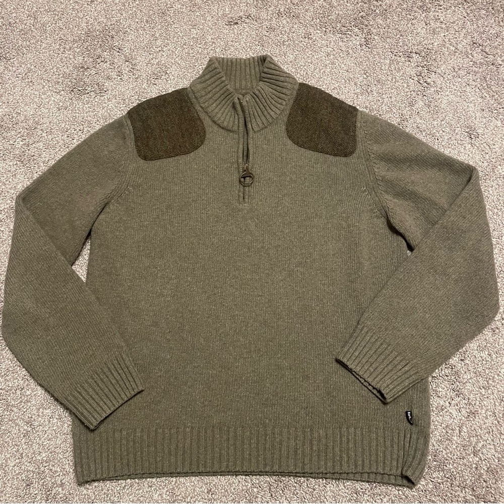 Barbour Olive Green Zip Up Sweater